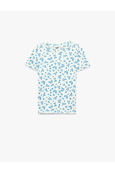 Koton Tricou cu mânecă scurtă din bumbac guler rotund Floral