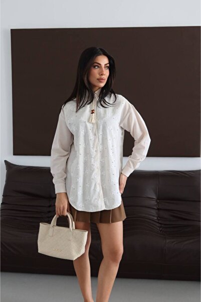 mahira collection Stone Embroidered Tassel Brode Shirt