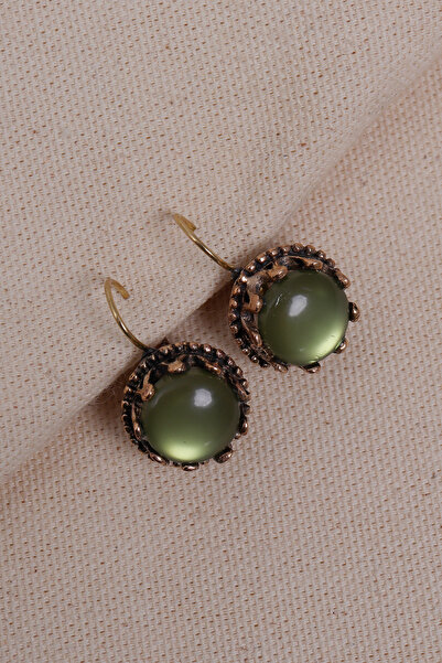 Süspüs Accessories Saydam Açık Yeşil Taşlı Taç Model Küpe