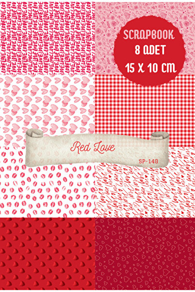 SooPRINT Kırmızı Temalı Scrapbook Journal Kağıt Seti - Scrapbook / Defter / A...