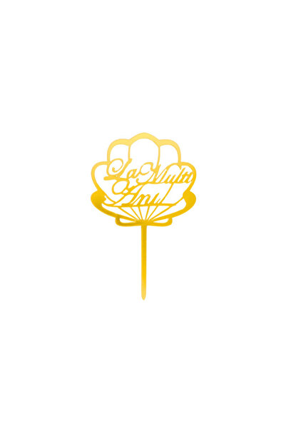 Gift Design Διακοσμητικό τούρτας Χρόνια Πολλά Χρυσό Κοχύλι