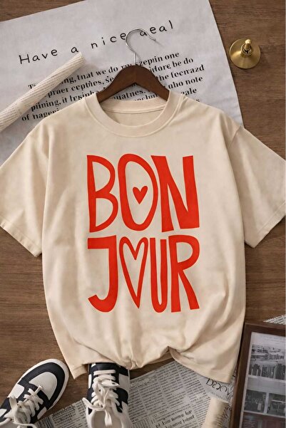 E-ROMA Bonjour Printed Unisex Children's T-Shirt 6Gh6