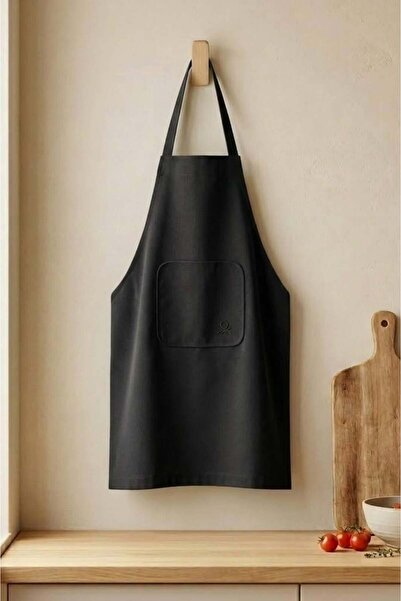 United Colors of Benetton Be-28474-Bk 100% Cotton 75*85 cm Plain Kitchen Apro...