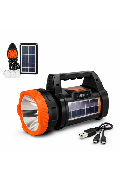 Klaus Bluetooth Şarjlı Kamp Feneri Solar 8000 mAh Powerbank USB Radyolu Çok F...