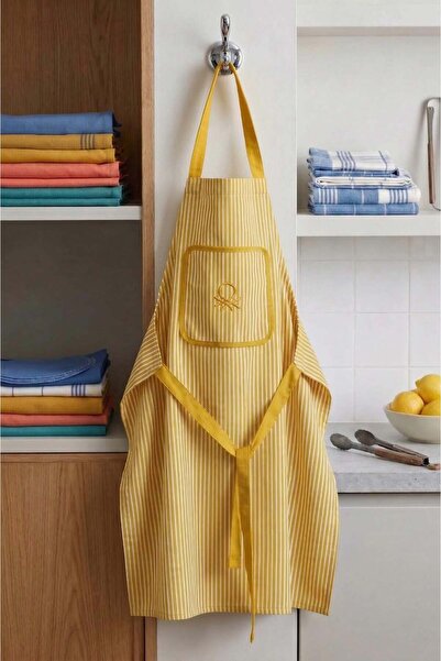 United Colors of Benetton Be-28473-Ye 100% Pamuk 75*85 Cm Çizgili Mutfak Önlü...
