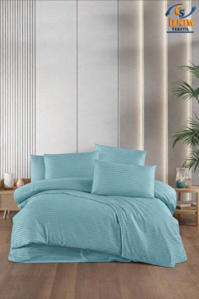 cs ilkim Πολυτελές Σετ Παπλωματοθήκης από Ριγέ Σατέν – Λαμπερό και Απαλό Ύφασμα