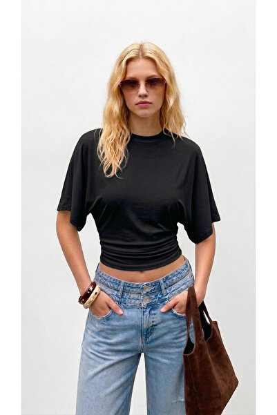 SevdeUgur Γυναικείο μπλουζάκι με φαρδιά μανίκια και λαιμόκοψη ποδηλάτου