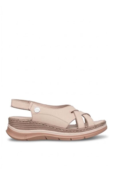 Mammamia D26YS-2615 Γυναικεία φλατ σανδάλια από γνήσιο δέρμα μπεζ