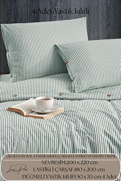 Larispera Σετ Παπλωματοθήκη King Size με Κουμπιά, Βαμβακερό Σεντόνι Ranforce,...