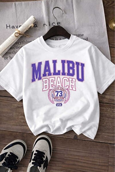 BENROMA تي شيرت ماليبو بيتش مطبوع للأطفال من الجنسين 6GH3