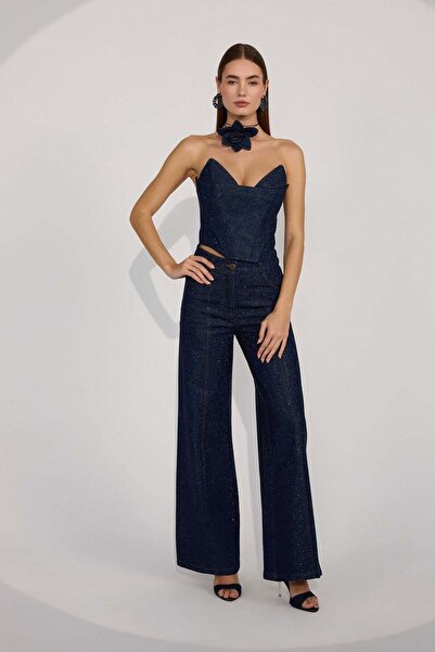 NOK İSTANBUL Iconic Indıgo Belle Pants Cyrstal Edition DARK BLUE