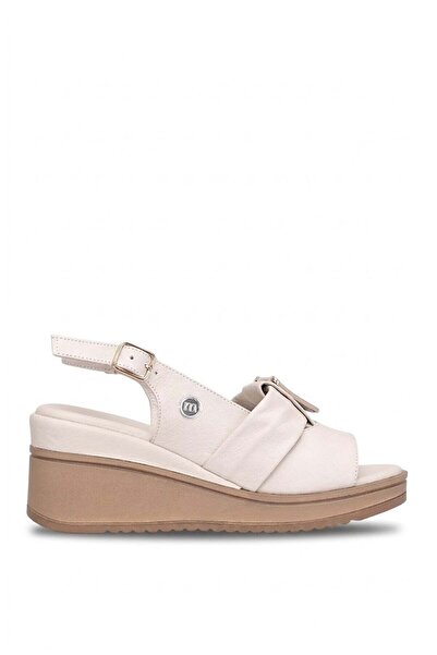 Mammamia D26YS-5220 Γυναικεία Σανδάλια με Τακούνι από Γνήσιο Δέρμα σε Κρεμ Απ...