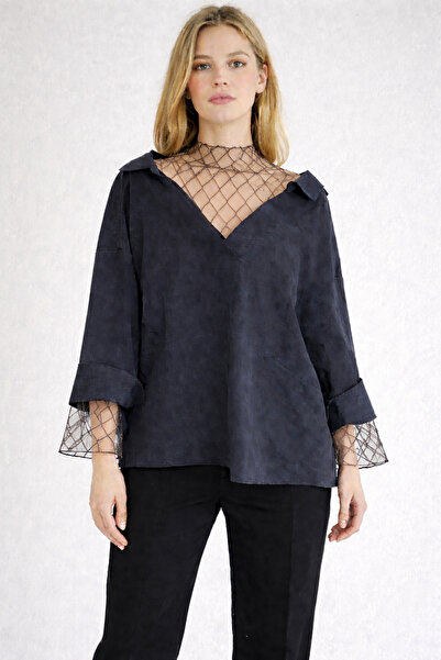 AYHAN File Detay material reiat Cămașă din bumbac cu mânecă lungă