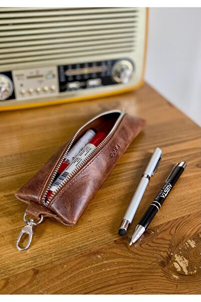 ALESTA LEATHER (İSİM YAZIYORUZ) Kalemlik / Mini makyaj Çantası - El Yapımı Ha...