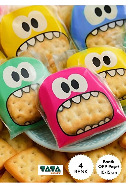TATA CRAFT 50 Adet Karışık Renklerde Canavar Desenli Cake Pops Ve Kurabiye Po...