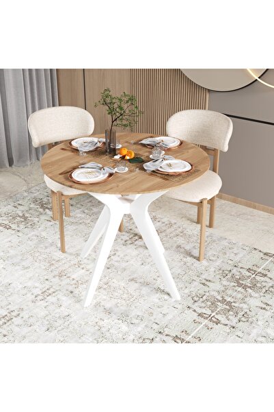Fly Mobilya Freya Yemek Masası, 90x90 Yemek Masası, Yuvarlak Yemek Masası