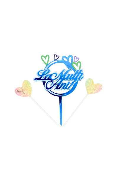 Gift Design Topper de tort cerc cu inimă albastră