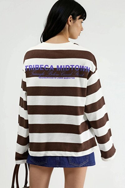 Hiccup BUSEM Oversize Ριγέ Φούτερ με Λαιμόκοψη Ποδηλάτου