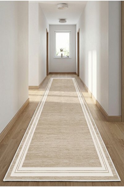 Mink Beige Runner Machine Washable Anti-Slip Base Carpet