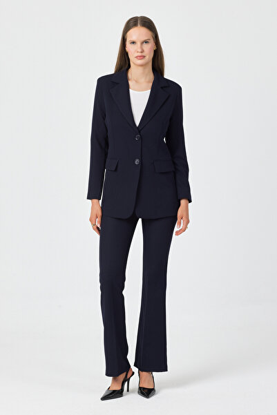 pembekurdelem Γυναικείο Σετ Σακάκι-Παντελόνι Ναυτικό Μπλε