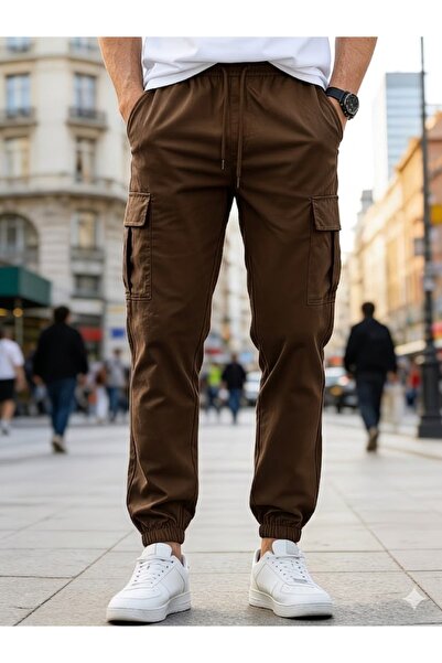 Wise&Go Store Παντελόνι Cargo με τσέπες, βαμβακερό Lycra, ελαστικό στη μέση κ...