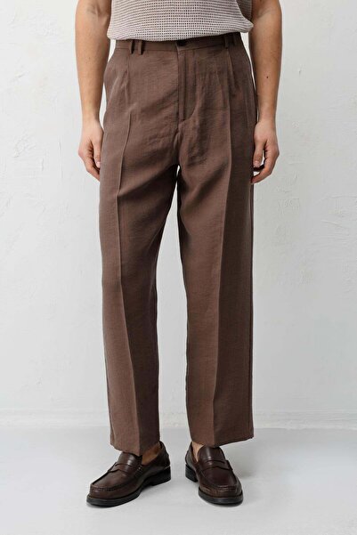Antioch Kahve Lyocell Relaxed Fit Pileli Erkek Pantolon