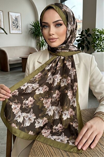 İmajButik شال ناعم منقوش رقميًا باللون الأخضر الزيتي من إيشيكهان