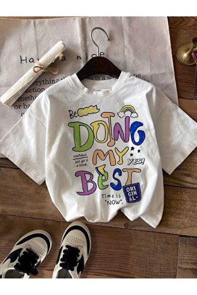 BENROMA Doing My Best Printed Unisex Children's T-Shirt 8Gh6