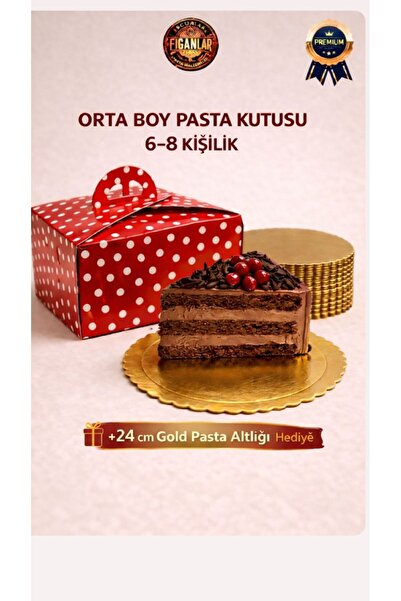 figanlar ambalaj Orta Boy Pasta Kutusu 24x24x14 cm + 24 cm Gold Pasta Altlığı...