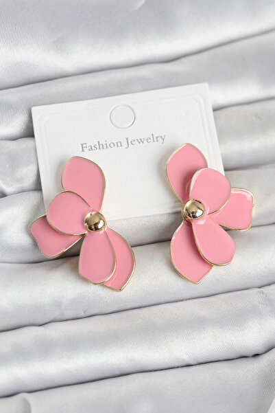 İsmiyle Al Znv Mey Import ®   Pink Enamel Lotus Model Brass Women's Earrings ...
