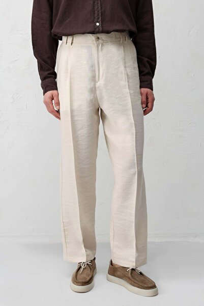 Antioch Taş Lyocell Relaxed Fit Pileli Erkek Pantolon