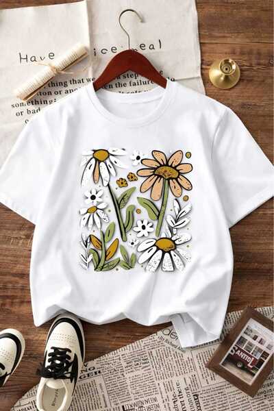 BENROMA تي شيرت للأطفال مطبوع عليه زهرة الأقحوان للجنسين 8GH2