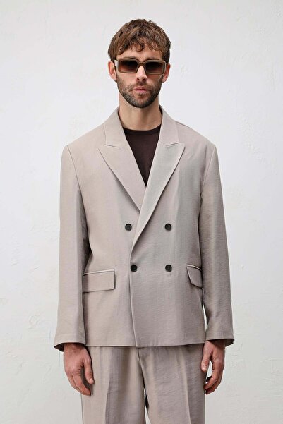Antioch Bej Modal Karışımlı Relaxed Fit Erkek Blazer Ceket