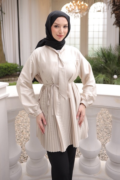 İmajButik Taş Fular Yakalı Piliseli Tunik