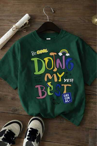 E-ROMA Doing My Best Printed Unisex Children's T-Shirt 8Gh6