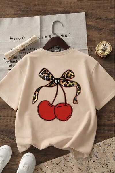 E-ROMA Παιδικό μπλουζάκι unisex με στάμπα κεράσια κορδέλας 8GH3