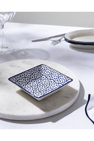 Madame Coco Reve Blue Lucida Kare Tabak - 12 cm - Mavi/Beyaz