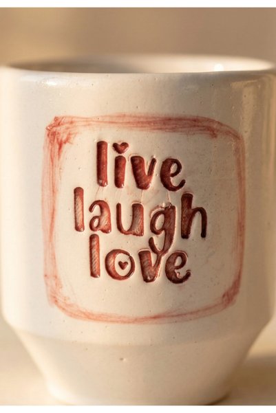 Love Bundles Ceramic Mug with the Inscription Live Laugh Love 200 ml