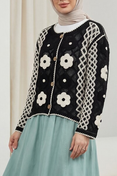 Modamorfo Ζακέτα πλεκτή με διάτρητο σχέδιο και λεπτομέρειες πικρίνιας, με κου...