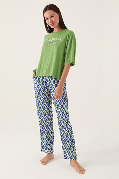 Arnetta Set pijama verde pentru femei