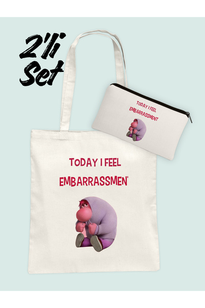 Hayali Şeyler Reverse Face Emotions I Feel Embarrassment Bag and Pen Holder S...