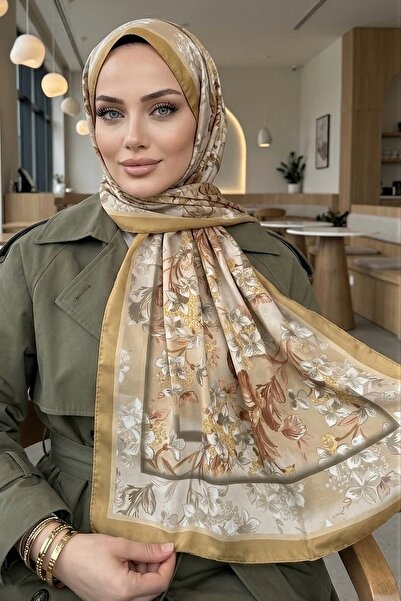İmajButik Mustard Patterned Soft Shawl