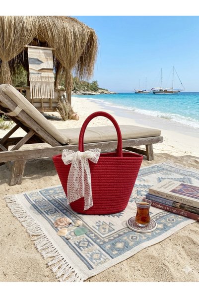 bayram taşcıoğlu home desing Midi Size Lace Bohemian Daily Holiday Straw Beach Bag