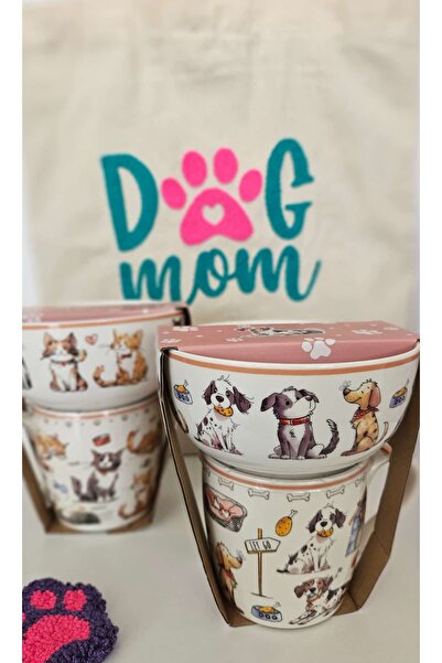 Butik Kupa & Kase Seti Kedi ve Köpek Temalı