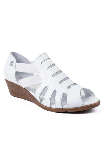 Mammamia 2855 Genuine Leather Daily Women's Sandals-White