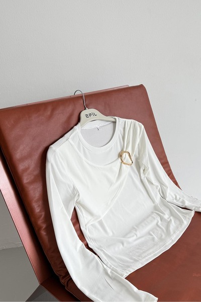 Rimel Moda Tokalı Bluz Ekru