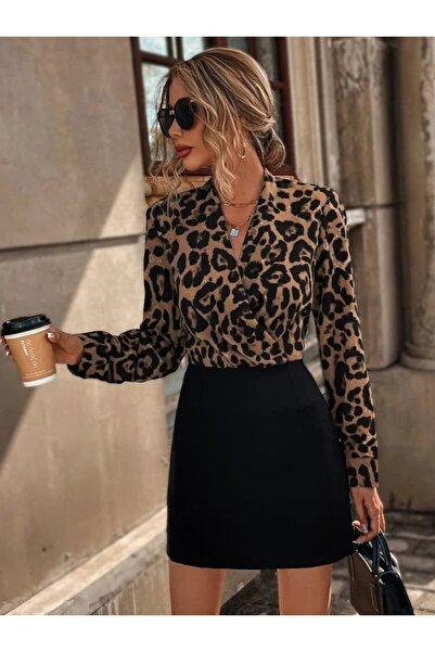 Wear Up Γυναικείο μακρυμάνικο μίνι φόρεμα από κρεπ εισαγωγής με διπλό λαιμόκο...