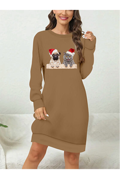 Wear Up Γυναικεία μακρυμάνικη μπλούζα με λαιμόκοψη με στάμπα βισκόζης με δύο ...