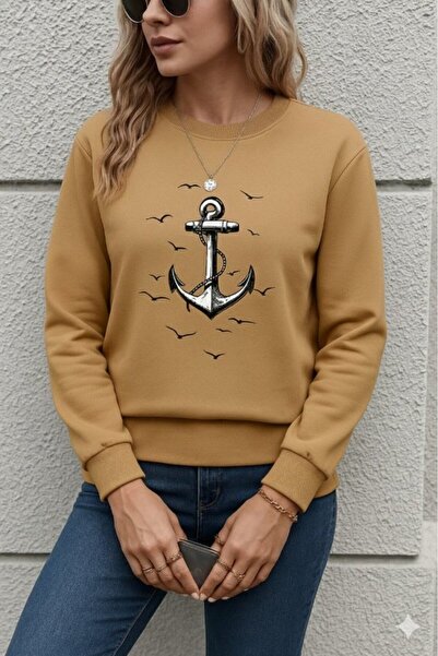 Wear Up Γυναικεία μακρυμάνικη μπλούζα με λαιμόκοψη με στάμπα βισκόζης με δύο ...