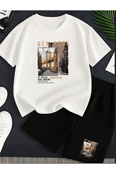 Joetsu ΝΕΑ ΥΟΡΚΗ Σετ μπλουζάκι με στάμπα και σορτς